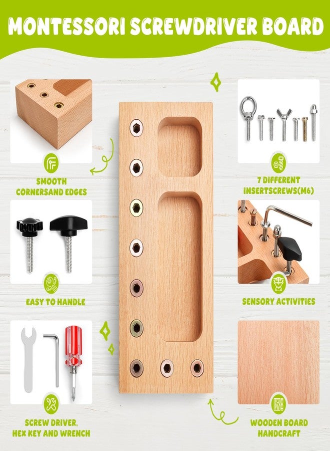 TenFans Montessori Busy Board for Toddlers 3-5 Years, Wooden Screwdriver Activity Board, Fine Motor Skills & Sensory Development Toy, Preschool Learning & Travel - Image 3
